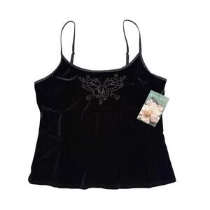 NWT Cinema Etoile Embroidered Velvet Cami Tank Top Witchy Whimsigoth Grunge | M